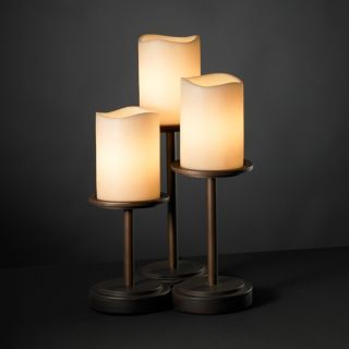 3 light Melted Rim Cylinder Dark Bronze Table Lamp