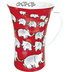 Konitz Chain Of Elephants Red Mega Mugs (set Of 4)