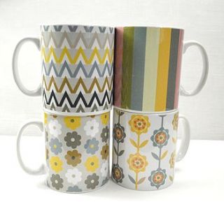 decorative print mugs set by tilliemint loves