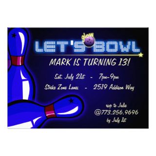 Cosmic Glow Bowling Party Invitations