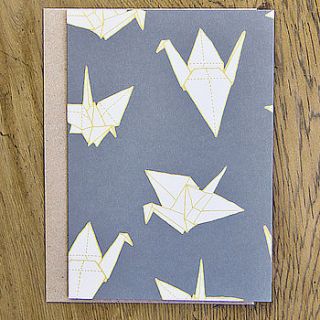 origami crane greetings card by sparrow + wolf