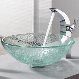 Kraus Bathroom Combo Set Broken Glass Vessel Sink And Illusio Faucet