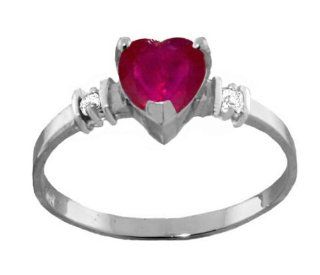 14k Gold Ring with Genuine Diamonds and Natural Heart shaped Ruby Jewelry