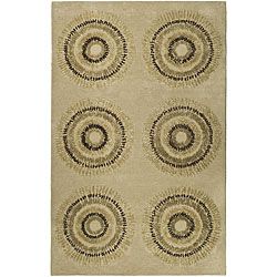 Handmade Deco Explosions Beige/ Multi N. Z. Wool Rug (76 X 96)