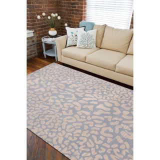 Hand tufted Pale Blue Leopard Whimsy Animal Print Wool Rug (4 X 6)
