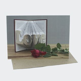 love folded book card by the folded page