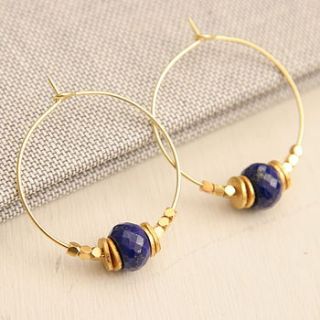 lapis lazuli and gold disc hoop earrings by myhartbeading