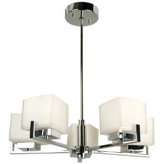 Craftmade 8523CH5 Up Chandeliers with Opal Glass Shades, Chrome    