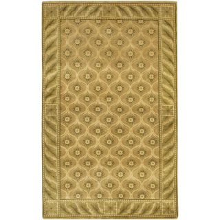 Transitional Hand knotted Mandara Brown Wool Rug (79 X 106)