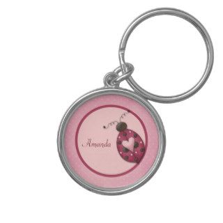 Pink Ladybug Personalized Keychain