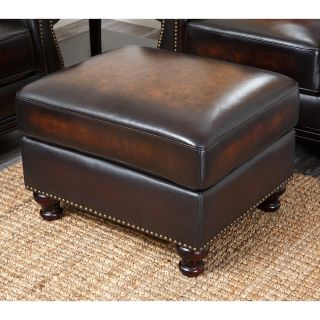 Abbyson Living Palermo Hand Rubbed Leather Ottoman