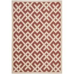 Poolside Red/ Bone Contemporary Indoor Outdoor Rug (9 X 12)