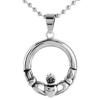 ELYA Women's Celtic inspired Stainless Steel Claddagh Circle Necklace West Coast Jewelry Stainless Steel Necklaces