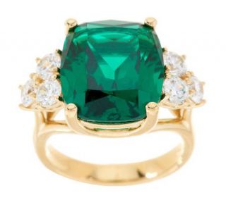 TOVA Diamonique Simulated Emerald Ring, 14K Clad —