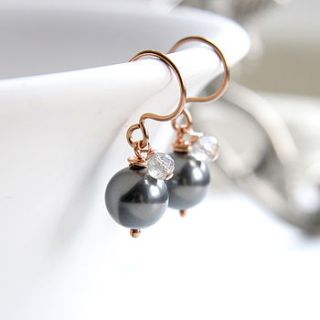 grey and rose gold glass pearl earrings by myhartbeading