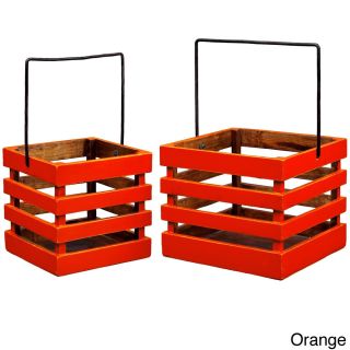 French Style Wooden Hanging Planter (set Of 2)