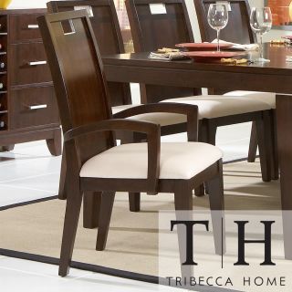 Tribecca Home Silves Warm Cherry Transitional Dining Arm Chair (set Of 2)