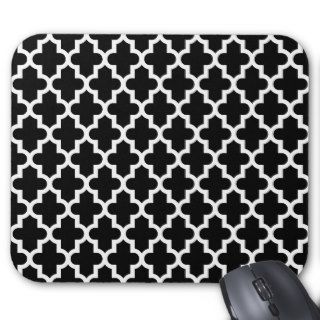 Black & White Modern Moroccan Pattern Mouse Pad