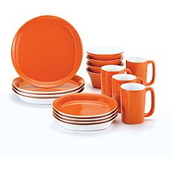 Rachael Ray Dinnerware Round And Square 16 piece Dinnerware Set, Orange