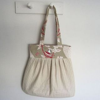 olive knitting bag linen bird by lily button treasures
