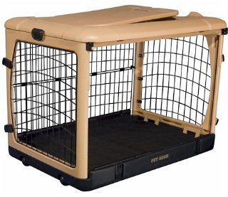 The Super Dog Crate Large 42" tan/black by Pet Gear  Pet Crates 