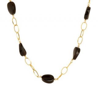 24 inch Carved Onyx Station Necklace 14K Gold —
