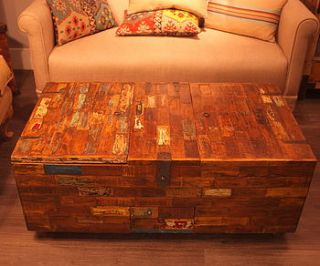 reclaimed teak chest and coffee table by cambrewood
