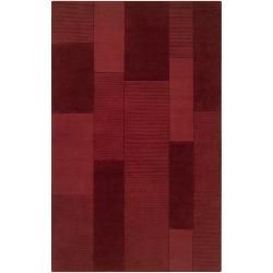 Hand crafted Solid Casual Red Brunson Wool Rug (9 X 12)