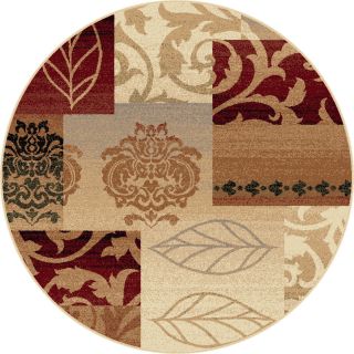 Infinity Collection Transitional Red Area Rug (53 Round)