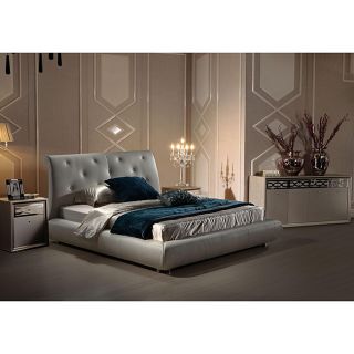 Glamour Queen size White Leather Bed