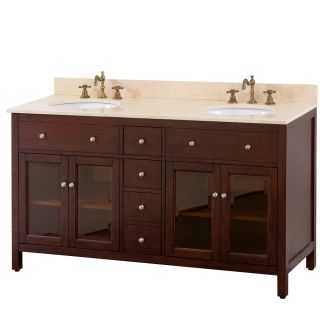 Avanity Lexington 60 inch Double Vanity In Light Espresso Finish With Dual Sinks And Top
