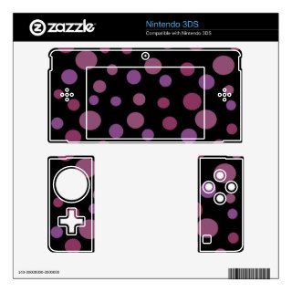 Artistic Abstract Retro Dots Spots Purple Black Decals For The 3DS