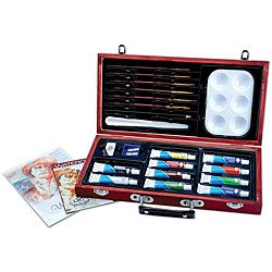 Beginner Artist Watercolor Painting Set With Wooden Storage Box