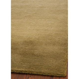 Loomed Knotted Himalayan Solid Green Wool Rug (5 X 8)