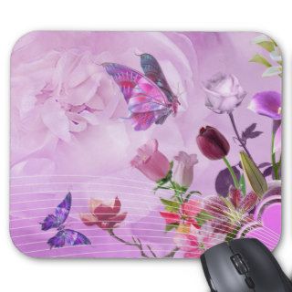 Abstract Colorful Pink Purple Cute Butterfly Mouse Pad