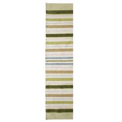 Hand woven Pana Green Stripe Wool Rug (28 X 710)