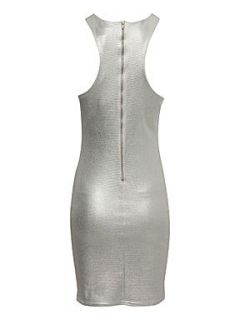 Jane Norman Metallic cut out dress Silver