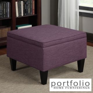 Portfolio Engle Amethyst Purple Linen Table Storage Ottoman