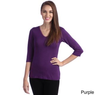 24/7 Comfort Apparel 24/7 Comfort Apparel Womens Reversible 3/4 sleeve Top Purple Size S (4  6)