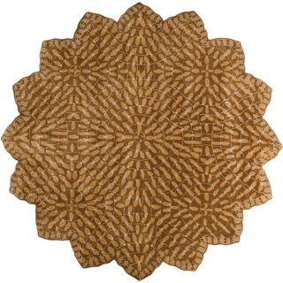 Hand tufted Circle Leaves Green Wool Rug (8 Star)