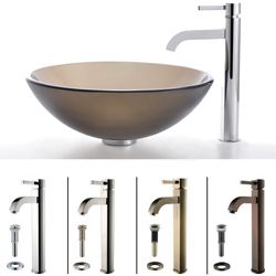 Kraus Frosted Glass Vessel Sink And Ramus Faucet