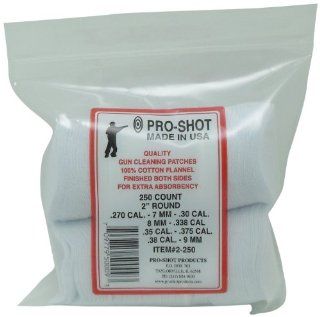 Pro Shot .270 .38 Caliber 2 Inch RD. 250 Count Patches  Hunting Cleaning And Maintenance Products  Sports & Outdoors