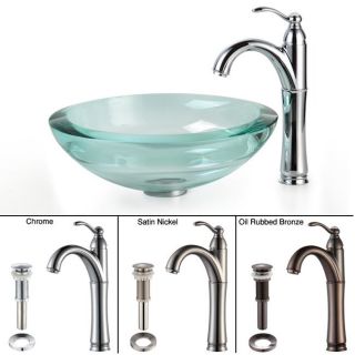 Kraus Bathroom Combo Set Clear 34 mm Glass Vessel Sink/rivera Faucet