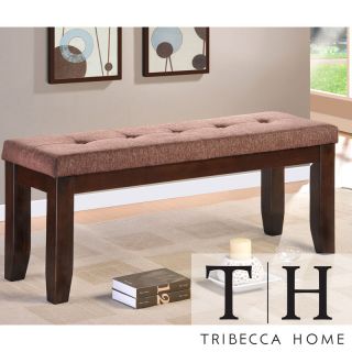Tribecca Home Nolan Espresso Wood 48 inch Fabric Tuft