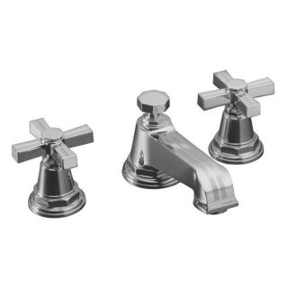 Kohler K 13132 3b cp Polished Chrome Pinstripe Widespread Lavatory Faucet With Cross Handles