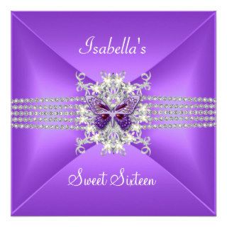 Sweet Sixteen Sweet 16 Butterfly Lilac Pearl Invitation