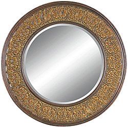 Round Framed Dark Gold Wall Mirror