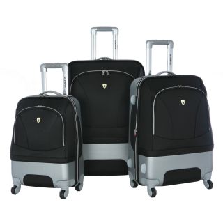 Olympia Majestic Hybrid Black 3 piece Spinner Luggage Set