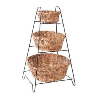3 Tier Round Rattan Basket Display Rack in Natural   Bookcases