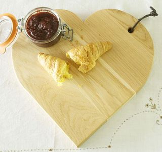 handmade heart shaped chopping board by the heart store
